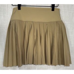 Santiny Pleated Women's M Medium Tan Golf Tennis‎ Skirt Activewear w/ Shorts